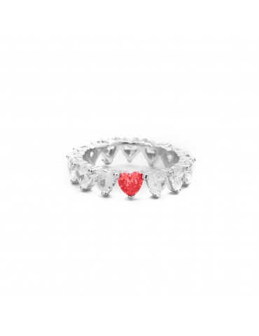 Anello Cuore Eternity - rubino