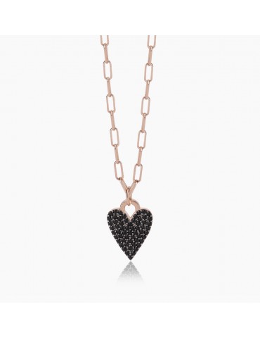 Collana con cuore pavé nero